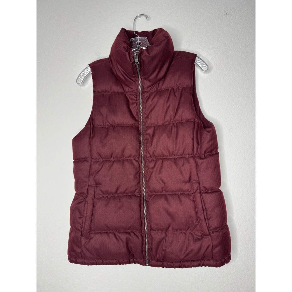 Old Navy Womens Burgundy Fleece Lined Puffer Zip Up‎ Vest Wine Red Size M 2016